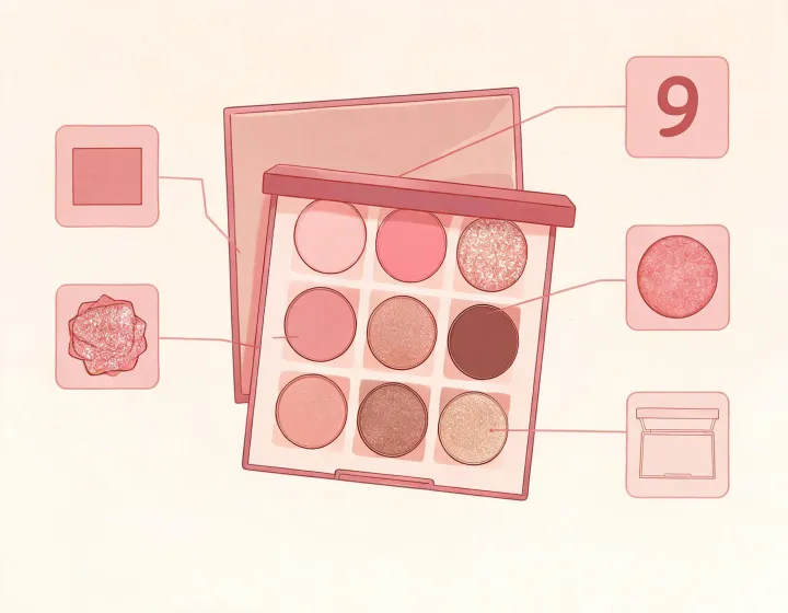 Eyeshadow palette specification worksheet illustration, not a premises map